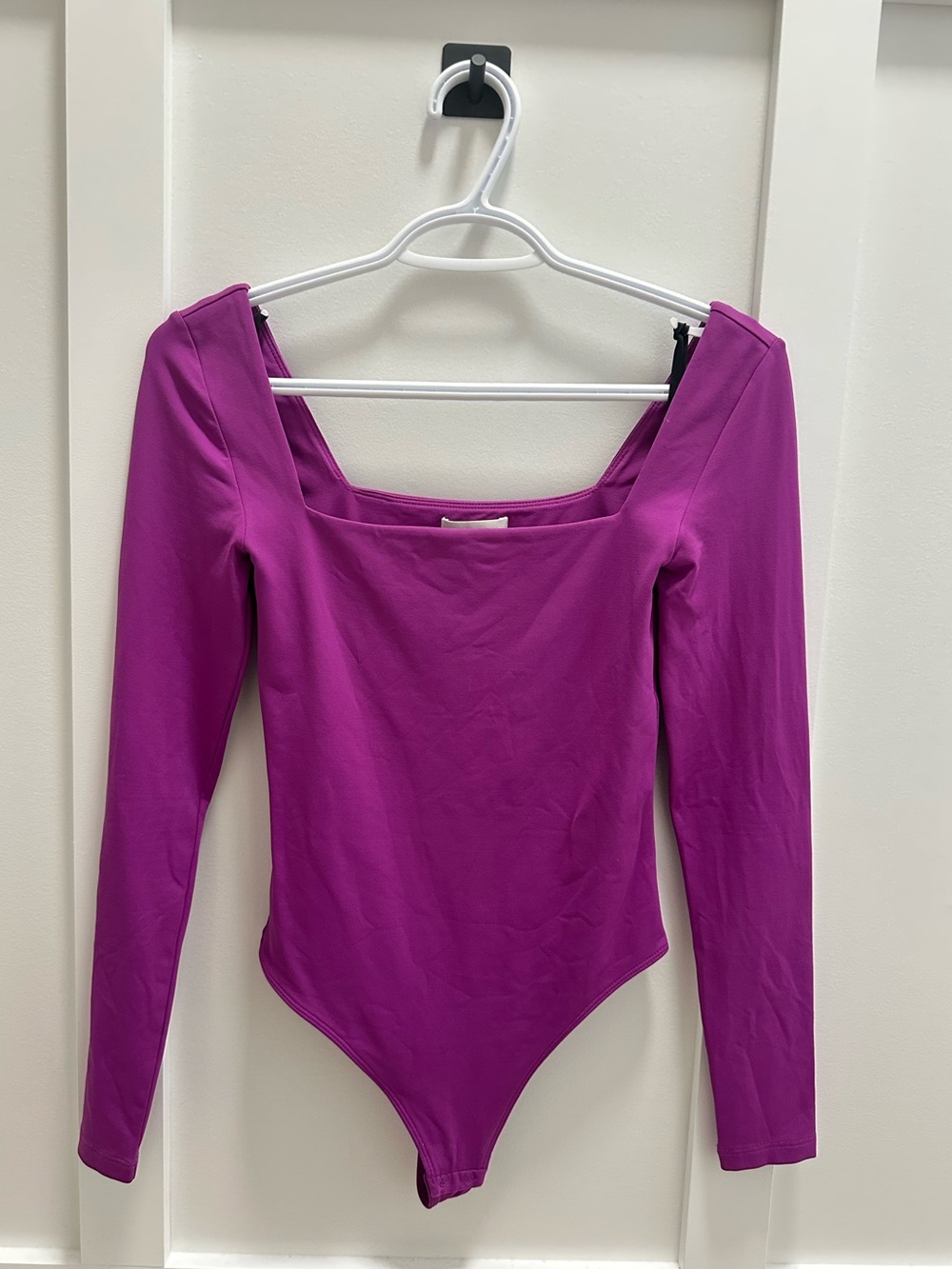 Babaton Fuchsia Square Neck Long Sleeve Bodysuit